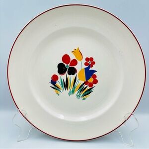 Universal Camwood Ivory Circus 9.75" Plate 11 5/8" Oval Platter Art Deco Tulip